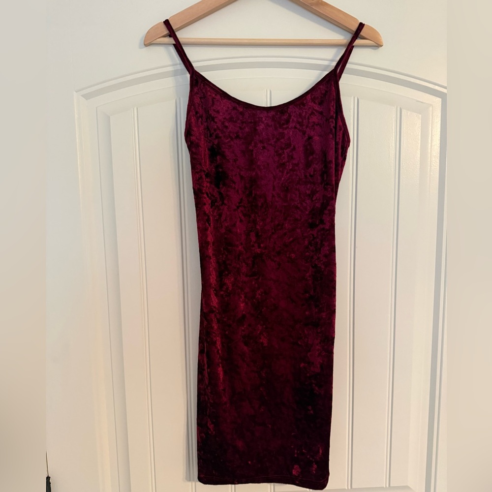 Burgundy Crushed Velvet Medium Slip Dress WhimsiGoth Romantic Grunge 90’s